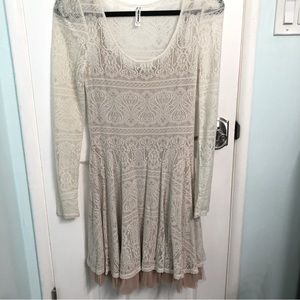 Free People Long Sleeve Lace Crochet Dress